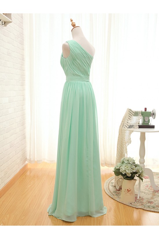 A-Line One-Shoulder Long Green Chiffon Bridesmaid Dresses/Wedding Party Dresses BD010706 A-Line One-Shoulder Long Green Chiffon Bridesmaid Dresses/Wedding Party Dresses BD010706