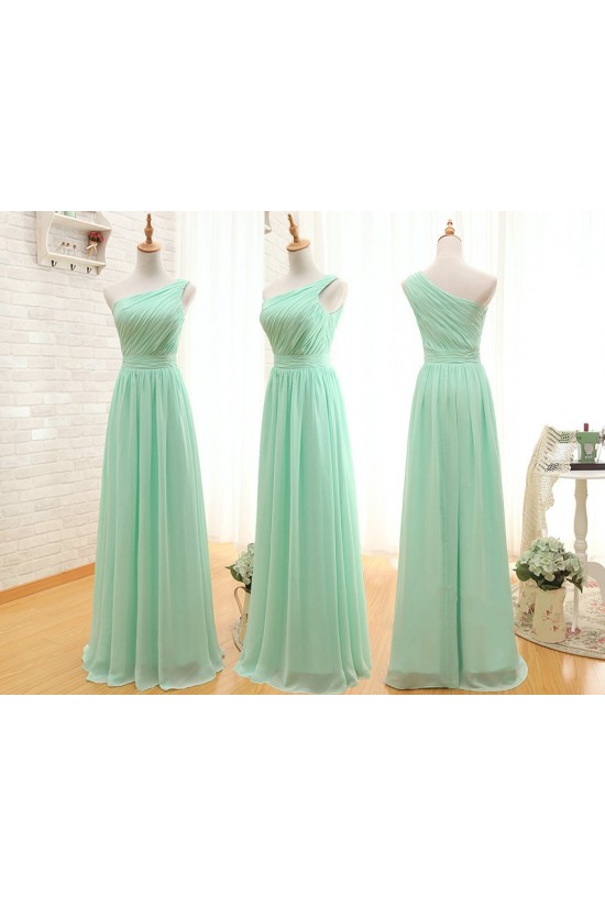 A-Line One-Shoulder Long Green Chiffon Bridesmaid Dresses/Wedding Party Dresses BD010706 A-Line One-Shoulder Long Green Chiffon Bridesmaid Dresses/Wedding Party Dresses BD010706