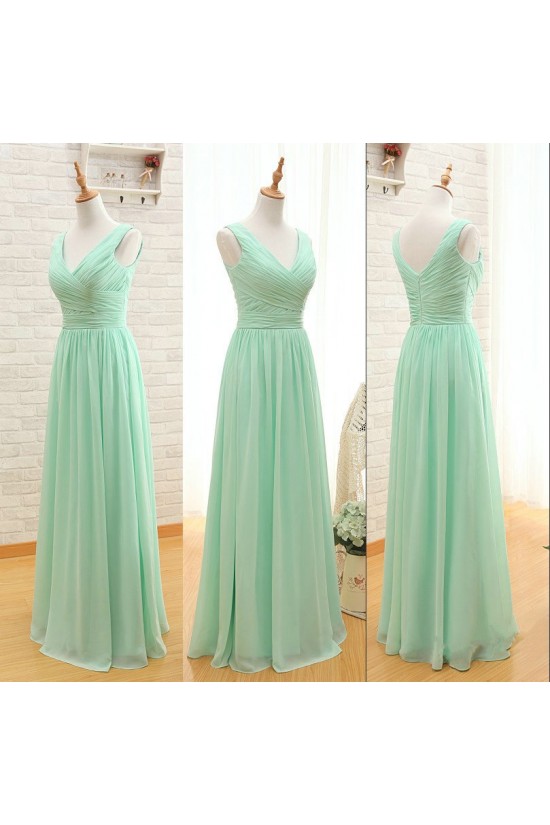 A-Line V-Neck Long Green Chiffon Bridesmaid Dresses/Wedding Party Dresses BD010707 A-Line V-Neck Long Green Chiffon Bridesmaid Dresses/Wedding Party Dresses BD010707