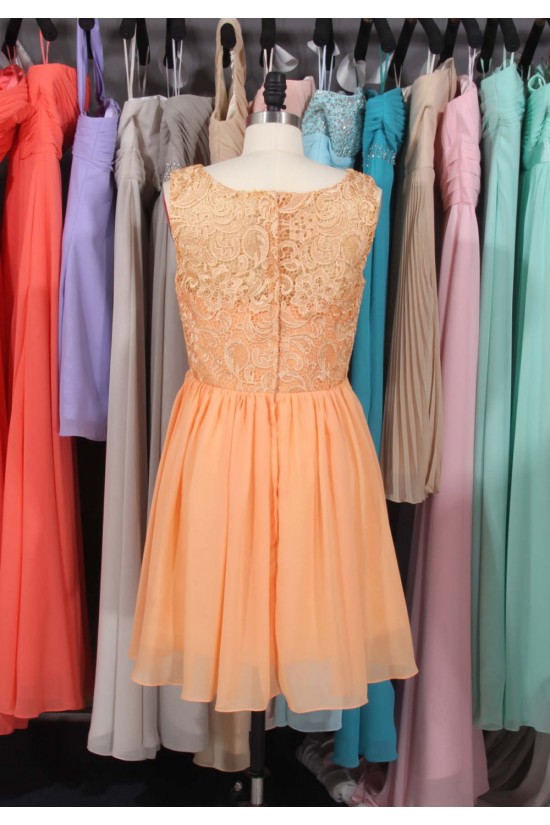 A-Line Short Lace and Chiffon Bridesmaid Dresses/Wedding Party Dresses BD010713 A-Line Short Lace and Chiffon Bridesmaid Dresses/Wedding Party Dresses BD010713