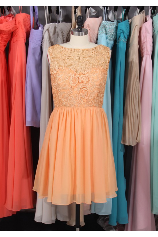 A-Line Short Lace and Chiffon Bridesmaid Dresses/Wedding Party Dresses BD010713 A-Line Short Lace and Chiffon Bridesmaid Dresses/Wedding Party Dresses BD010713