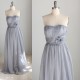 A-Line Strapless Long Grey Chiffon Bridesmaid Dresses/Wedding Party Dresses BD010742
