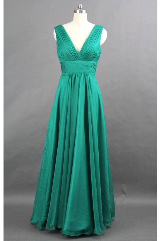 A-Line V-Neck Long Green Chiffon Bridesmaid Dresses/Wedding Party Dresses BD010749 A-Line V-Neck Long Green Chiffon Bridesmaid Dresses/Wedding Party Dresses BD010749
