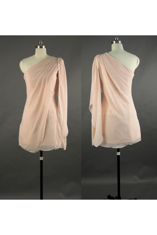 Short/Mini One-Shoulder Chiffon Bridesmaid Dresses/Wedding Party Dresses BD010752 Short/Mini One-Shoulder Chiffon Bridesmaid Dresses/Wedding Party Dresses BD010752