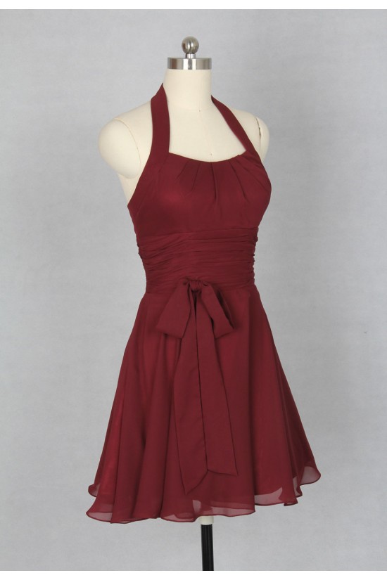 A-Line Halter Short Chiffon Bridesmaid Dresses/Wedding Party Dresses BD010756 A-Line Halter Short Chiffon Bridesmaid Dresses/Wedding Party Dresses BD010756