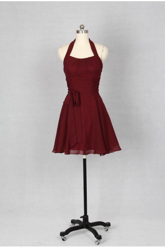 A-Line Halter Short Chiffon Bridesmaid Dresses/Wedding Party Dresses BD010756 A-Line Halter Short Chiffon Bridesmaid Dresses/Wedding Party Dresses BD010756