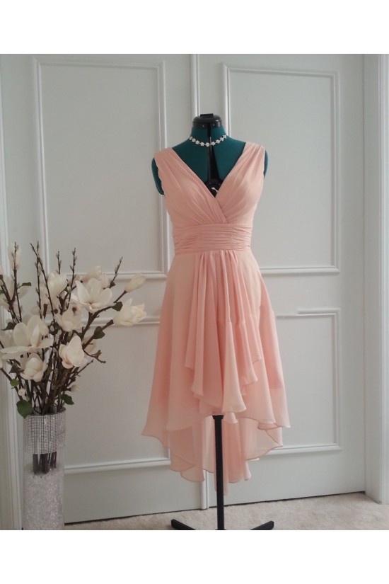 High Low V-Neck Short Chiffon Bridesmaid Dresses/Wedding Party Dresses BD010762 High Low V-Neck Short Chiffon Bridesmaid Dresses/Wedding Party Dresses BD010762