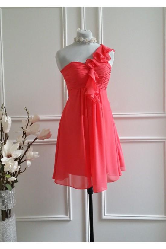 A-Line One-Shoulder Short Chiffon Bridesmaid Dresses/Wedding Party Dresses BD010769 A-Line One-Shoulder Short Chiffon Bridesmaid Dresses/Wedding Party Dresses BD010769