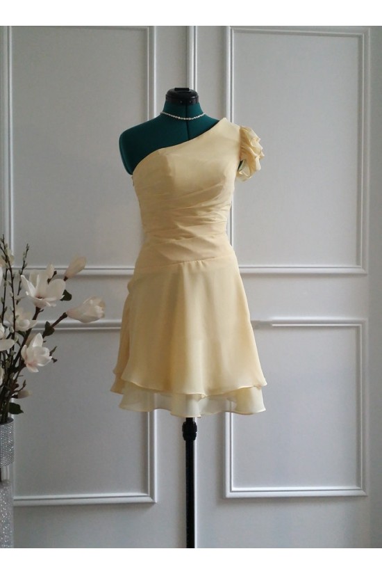 A-Line Short One-Shoulder Yellow Chiffon Bridesmaid Dresses/Wedding Party Dresses BD010773 A-Line Short One-Shoulder Yellow Chiffon Bridesmaid Dresses/Wedding Party Dresses BD010773