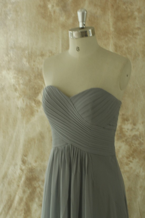 A-Line Sweetheart Long Grey Chiffon Bridesmaid Dresses/Wedding Party Dresses BD010774 A-Line Sweetheart Long Grey Chiffon Bridesmaid Dresses/Wedding Party Dresses BD010774
