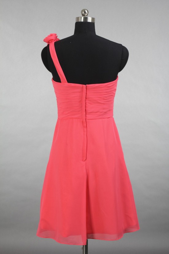 A-Line One-Shoulder Short Chiffon Bridesmaid Dresses/Evening Dresses BD010791