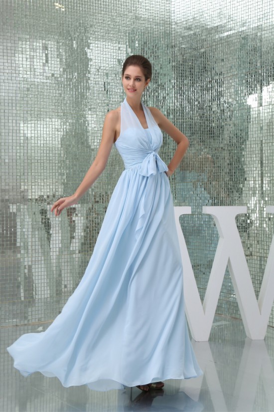 Sleeveless Halter Sheath/Column Long Blue Bridesmaid Dresses 02010008 Sleeveless Halter Sheath/Column Long Blue Bridesmaid Dresses 02010008
