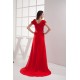 Brush Sweep Train V-Neck Chiffon Silk like Satin Long Red Bridesmaid Dresses with Sleeves 02010010 Brush Sweep Train V-Neck Chiffon Silk like Satin Long Red Bridesmaid Dresses with Sleeves 02010010
