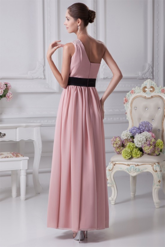 Chiffon Silk like Satin One-Shoulder Sheath/Column Long Bridesmaid Dresses 02010017 Chiffon Silk like Satin One-Shoulder Sheath/Column Long Bridesmaid Dresses 02010017
