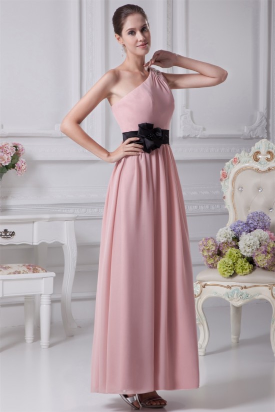 Chiffon Silk like Satin One-Shoulder Sheath/Column Long Bridesmaid Dresses 02010017 Chiffon Silk like Satin One-Shoulder Sheath/Column Long Bridesmaid Dresses 02010017