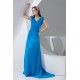 Chiffon V-Neck A-Line Handmade Flowers Long Blue Best Bridesmaid Dresses 02010018 Chiffon V-Neck A-Line Handmade Flowers Long Blue Best Bridesmaid Dresses 02010018
