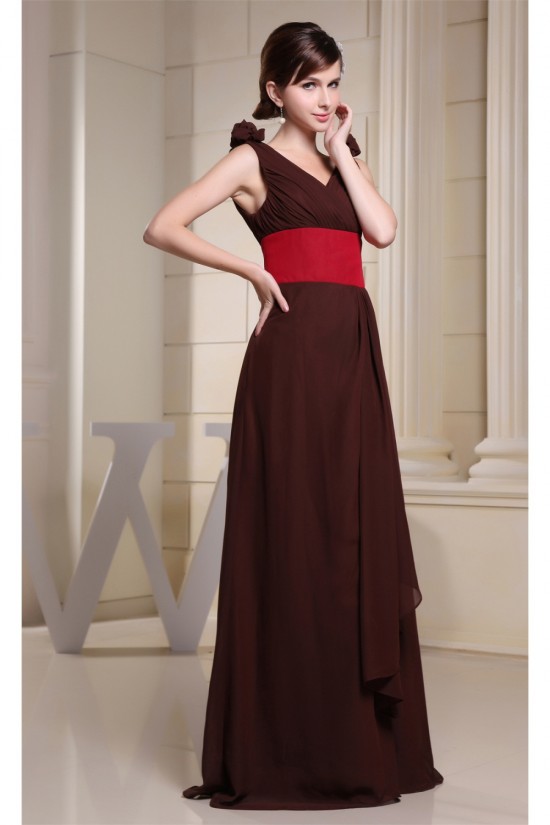 Elegant Sleeveless Chiffon Silk like Satin V-Neck Bridesmaid Dresses 02010026