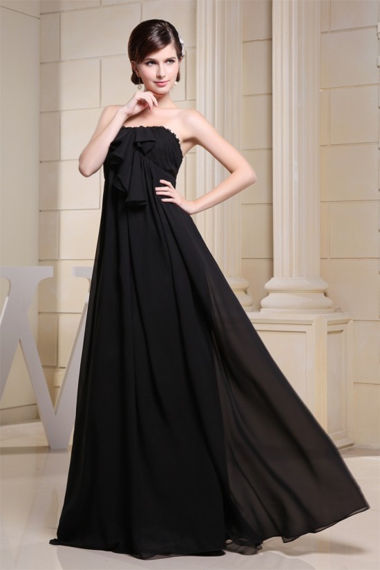 Empire Strapless Long Black Chiffon Maternity Bridesmaid Evening Dresses 02010034 Empire Strapless Long Black Chiffon Maternity Bridesmaid Evening Dresses 02010034