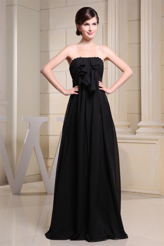 Empire Strapless Long Black Chiffon Maternity Bridesmaid Evening Dresses 02010034 Empire Strapless Long Black Chiffon Maternity Bridesmaid Evening Dresses 02010034