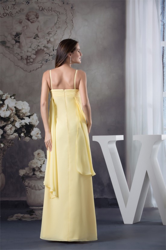 Sheath/Column Floor-Length Spaghetti Strap Chiffon Long Yellow Bridesmaid Dresses 02010035 Sheath/Column Floor-Length Spaghetti Strap Chiffon Long Yellow Bridesmaid Dresses 02010035