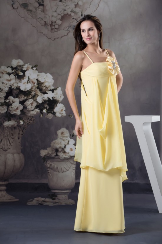 Sheath/Column Floor-Length Spaghetti Strap Chiffon Long Yellow Bridesmaid Dresses 02010035 Sheath/Column Floor-Length Spaghetti Strap Chiffon Long Yellow Bridesmaid Dresses 02010035