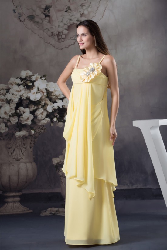 Sheath/Column Floor-Length Spaghetti Strap Chiffon Long Yellow Bridesmaid Dresses 02010035 Sheath/Column Floor-Length Spaghetti Strap Chiffon Long Yellow Bridesmaid Dresses 02010035