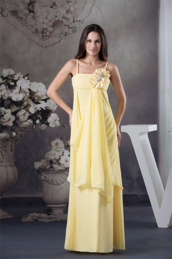 Sheath/Column Floor-Length Spaghetti Strap Chiffon Long Yellow Bridesmaid Dresses 02010035 Sheath/Column Floor-Length Spaghetti Strap Chiffon Long Yellow Bridesmaid Dresses 02010035