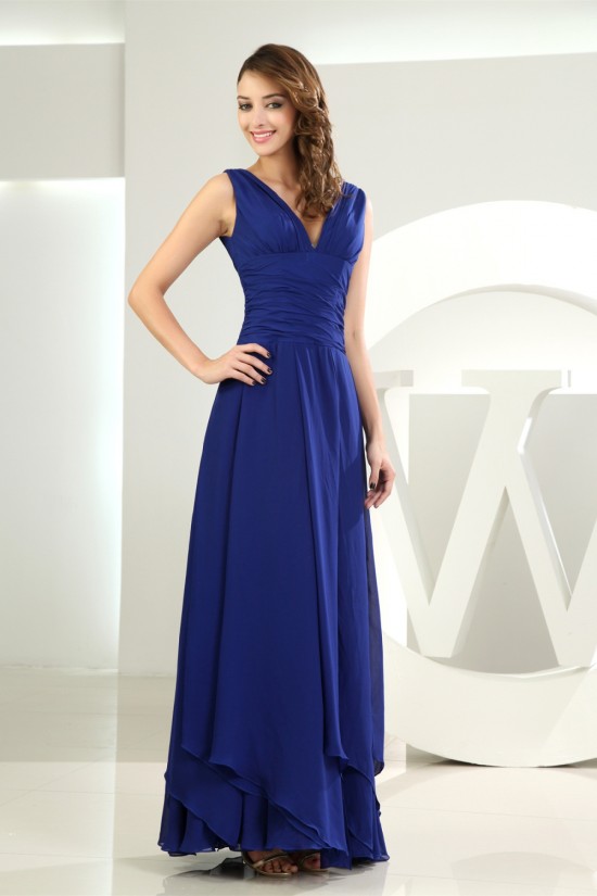 A-Line V-Neck Floor-Length Chiffon Long Blue Bridesmaid Dresses 02010039 A-Line V-Neck Floor-Length Chiffon Long Blue Bridesmaid Dresses 02010039