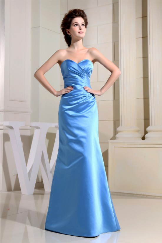 Floor-Length Satin Sweetheart Sleeveless Long Blue Bridesmaid Dresses 02010043 Floor-Length Satin Sweetheart Sleeveless Long Blue Bridesmaid Dresses 02010043