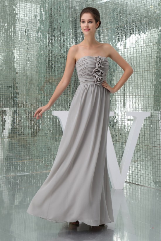 Floor-Length Sleeveless Handmade Flowers Long Best Bridesmaid Dresses 02010046