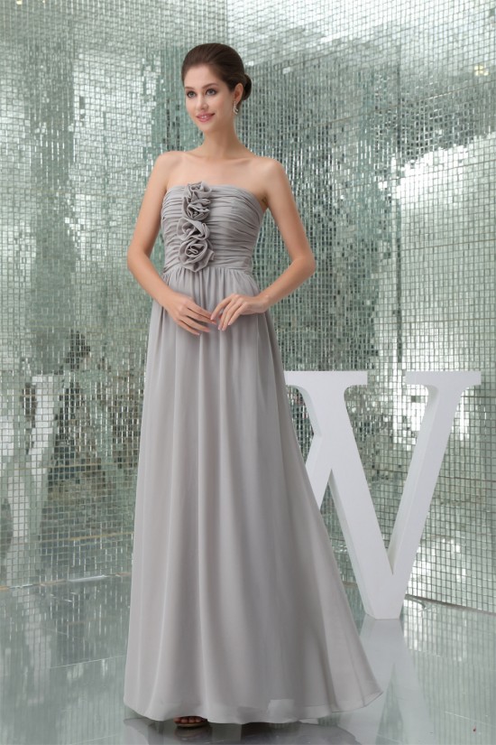 Floor-Length Sleeveless Handmade Flowers Long Best Bridesmaid Dresses 02010046