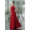 Halter Floor-Length Ruffles Sleeveless Taffeta Long Red Bridesmaid Dresses 02010057