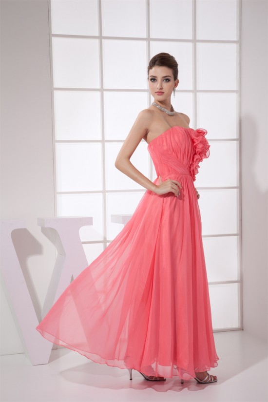Handmade Flowers Ankle-Length Strapless Best Long Bridesmaid Dresses 02010060 Handmade Flowers Ankle-Length Strapless Best Long Bridesmaid Dresses 02010060