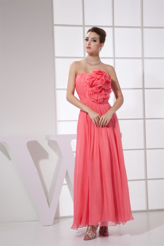 Handmade Flowers Ankle-Length Strapless Best Long Bridesmaid Dresses 02010060 Handmade Flowers Ankle-Length Strapless Best Long Bridesmaid Dresses 02010060