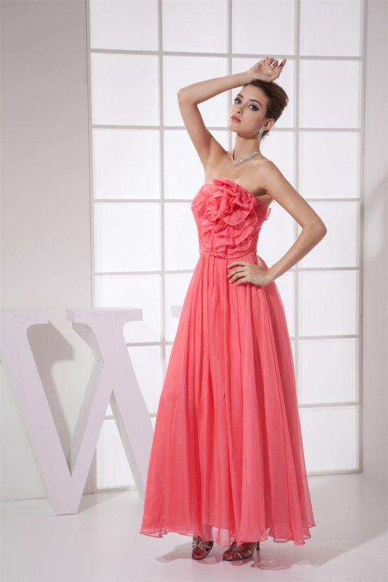 Handmade Flowers Ankle-Length Strapless Best Long Bridesmaid Dresses 02010060 Handmade Flowers Ankle-Length Strapless Best Long Bridesmaid Dresses 02010060