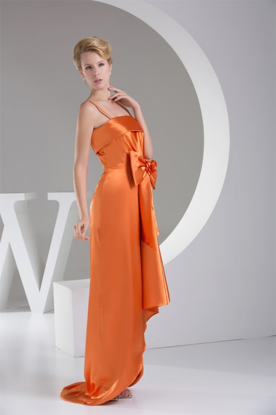 Handmade Flowers Silk like Satin Spaghetti Strap Long Bridesmaid Dresses 02010061 Handmade Flowers Silk like Satin Spaghetti Strap Long Bridesmaid Dresses 02010061