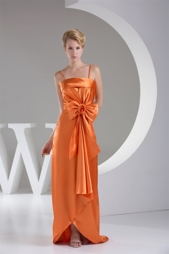 Handmade Flowers Silk like Satin Spaghetti Strap Long Bridesmaid Dresses 02010061 Handmade Flowers Silk like Satin Spaghetti Strap Long Bridesmaid Dresses 02010061