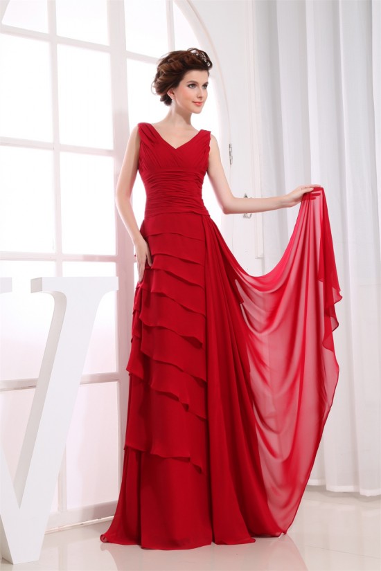 Illusion Sleeves A-Line Floor-Length V-Neck Long Red Chiffon Bridesmaid Dresses 02010062 Illusion Sleeves A-Line Floor-Length V-Neck Long Red Chiffon Bridesmaid Dresses 02010062