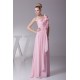 One-Shoulder Chiffon A-Line Long Pink Beaded Bridesmaid Dresses 02010067