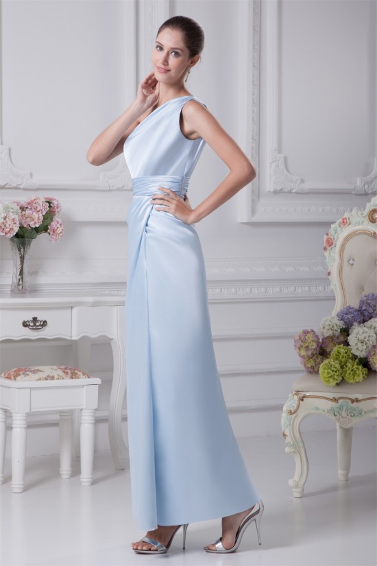 Ruffles Elastic Woven Satin One-Shoulder Long Bridesmaid Dresses 02010080 Ruffles Elastic Woven Satin One-Shoulder Long Bridesmaid Dresses 02010080