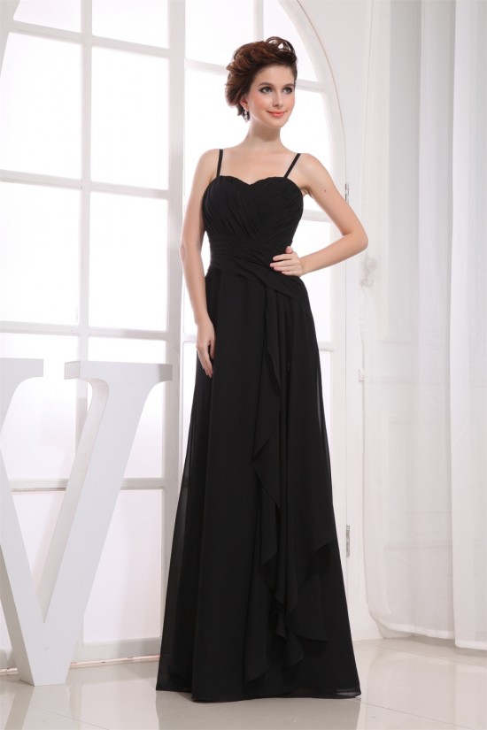A-Line Sweetheart Spaghetti Strap Floor-Length Long Black Chiffon Bridesmaid Dresses 02010083 A-Line Sweetheart Spaghetti Strap Floor-Length Long Black Chiffon Bridesmaid Dresses 02010083