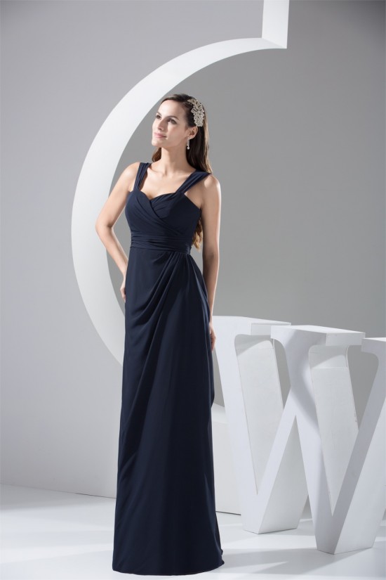 Sheath/Column Simple Style Floor-Length Chiffon Sleeveless Best Bridesmaid Dresses 02010088