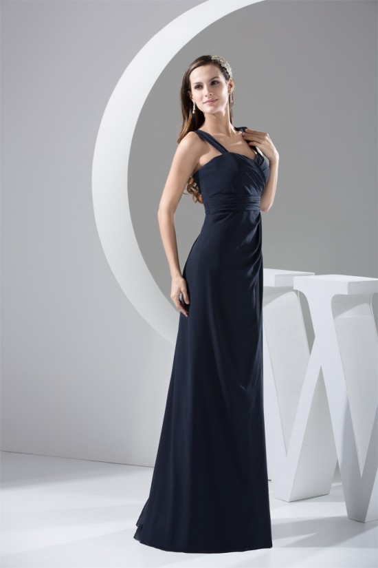 Sheath/Column Simple Style Floor-Length Chiffon Sleeveless Best Bridesmaid Dresses 02010088