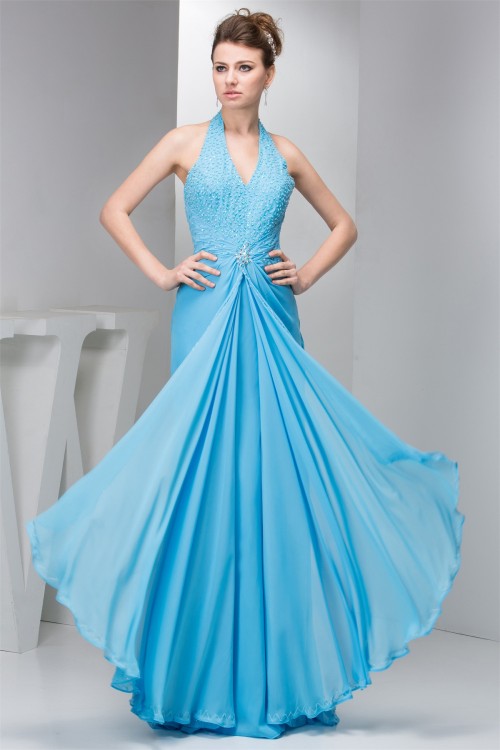 Dydsz Women's High Neck Prom Dress - Sleeveless A-Line Tulle Formal Gown For Evening Party