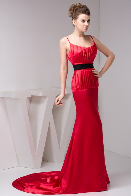 Brush Sweep Train Trumpet/Mermaid Spaghetti Straps Long Red Bridesmaid Dresses 02010094 Brush Sweep Train Trumpet/Mermaid Spaghetti Straps Long Red Bridesmaid Dresses 02010094