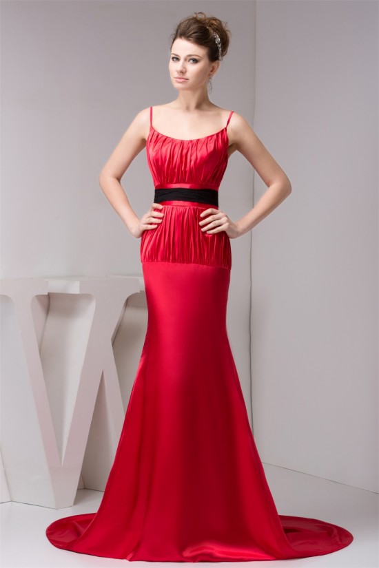 Brush Sweep Train Trumpet/Mermaid Spaghetti Straps Long Red Bridesmaid Dresses 02010094 Brush Sweep Train Trumpet/Mermaid Spaghetti Straps Long Red Bridesmaid Dresses 02010094