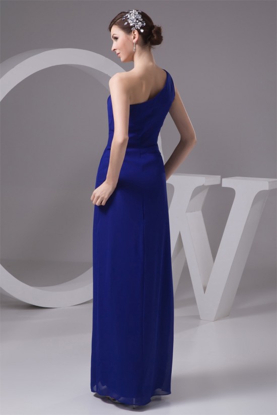 Floor-Length Chiffon One-Shoulder Long Blue Bridesmaid Dresses under 100 02010099 Floor-Length Chiffon One-Shoulder Long Blue Bridesmaid Dresses under 100 02010099