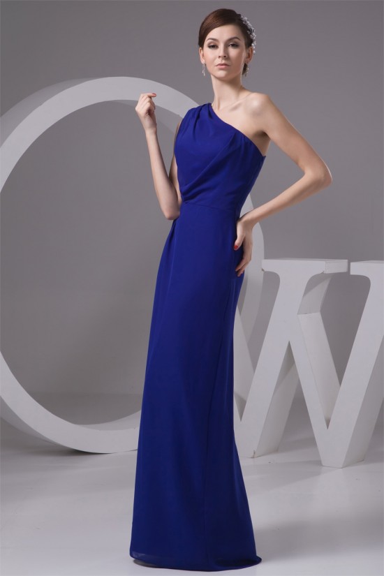 Floor-Length Chiffon One-Shoulder Long Blue Bridesmaid Dresses under 100 02010099 Floor-Length Chiffon One-Shoulder Long Blue Bridesmaid Dresses under 100 02010099