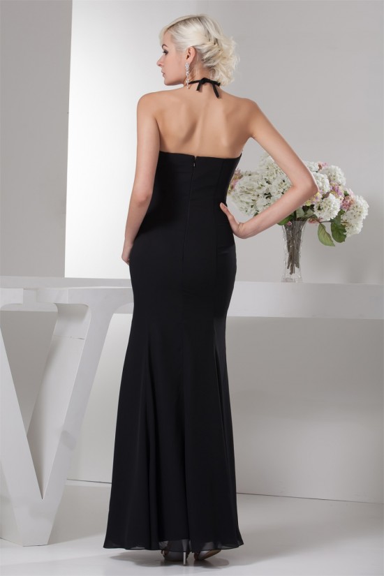 Mermaid/Trumpet Halter Pleats Chiffon Long Black Bridesmaid Dresses 02010103 Mermaid/Trumpet Halter Pleats Chiffon Long Black Bridesmaid Dresses 02010103