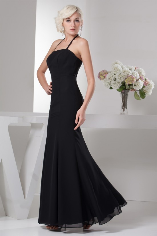 Mermaid/Trumpet Halter Pleats Chiffon Long Black Bridesmaid Dresses 02010103 Mermaid/Trumpet Halter Pleats Chiffon Long Black Bridesmaid Dresses 02010103